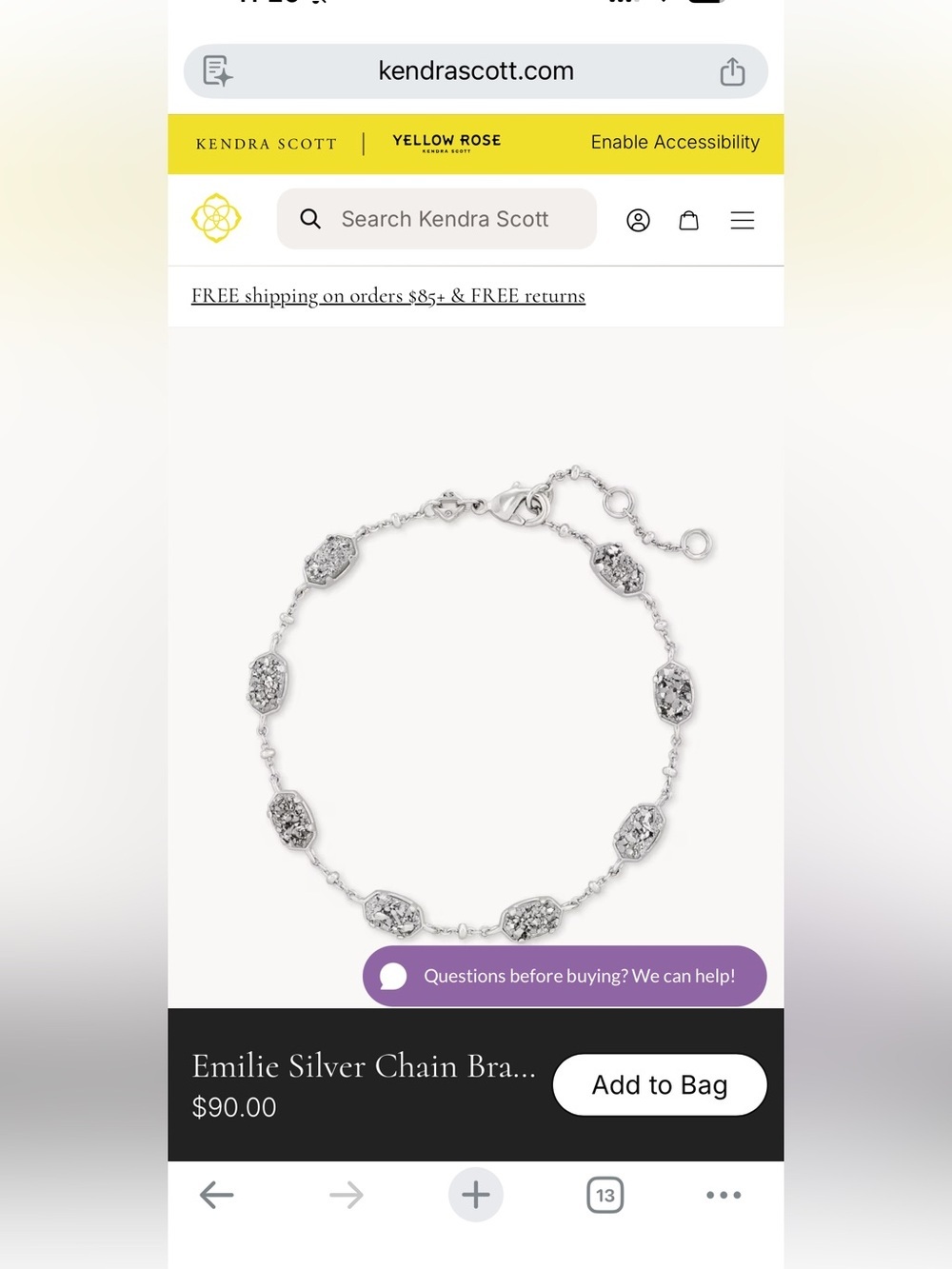 Kendra Scott Emilie Silver Chain Bracelet with Druzy Accents - Picture 3 of 4